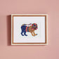Rainbow Pattern Folk Lion  Art Print