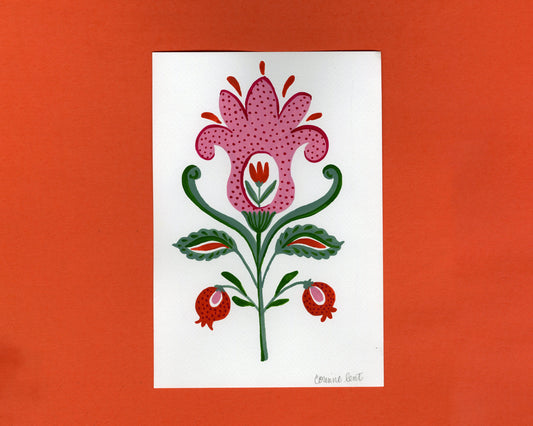 Original Painting-Folk Floral Mini Series-Polka Dot Decorative Flower