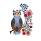 Folk Owl and Decorative Floral Tree  Art Print