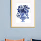 Blue Watercolor Folk Floral Bouquet- Art Print by Corinne Lent