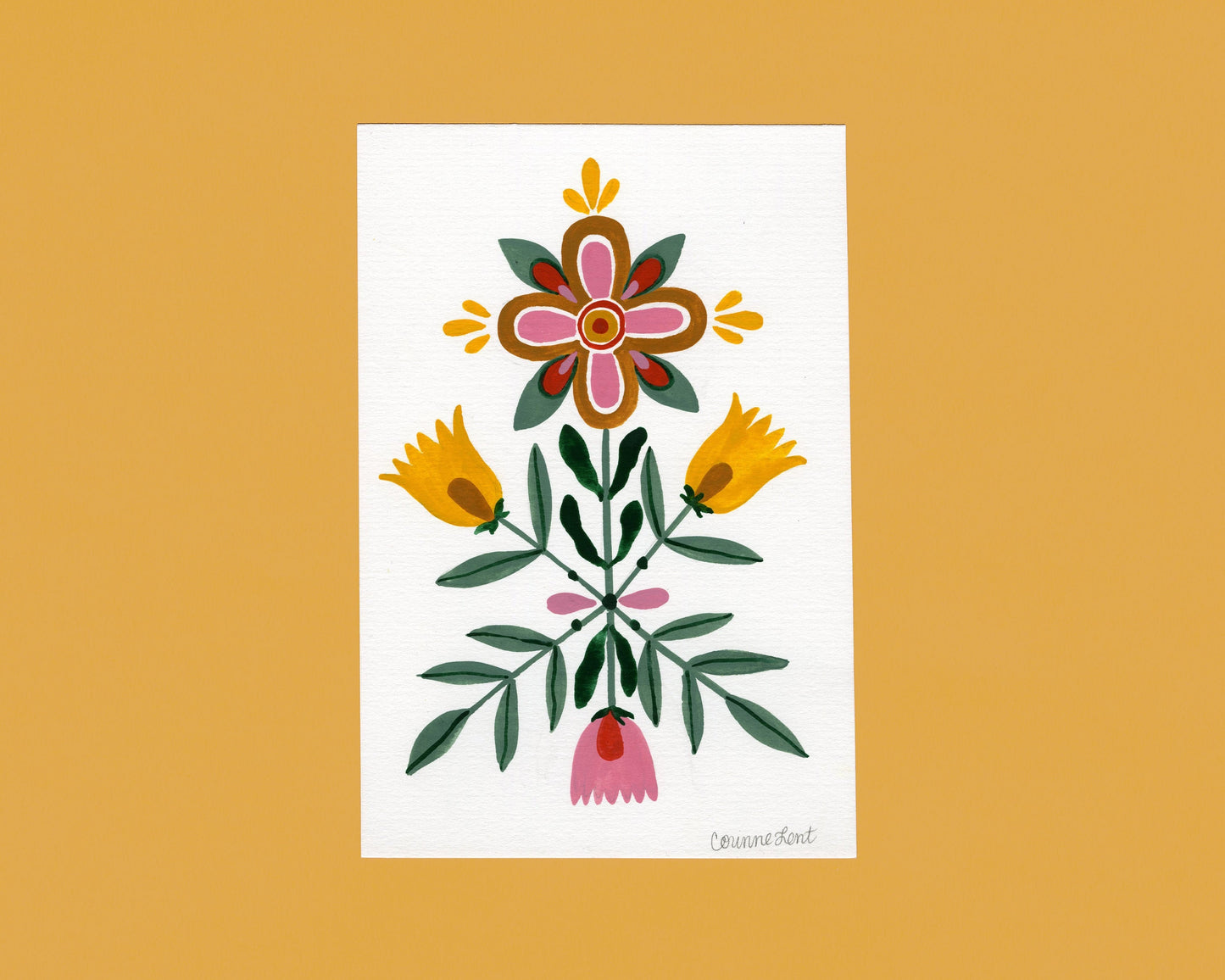 Original Painting-Folk Floral Mini Series- Scandinavian Flower