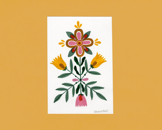 Original Painting-Folk Floral Mini Series- Scandinavian Flower