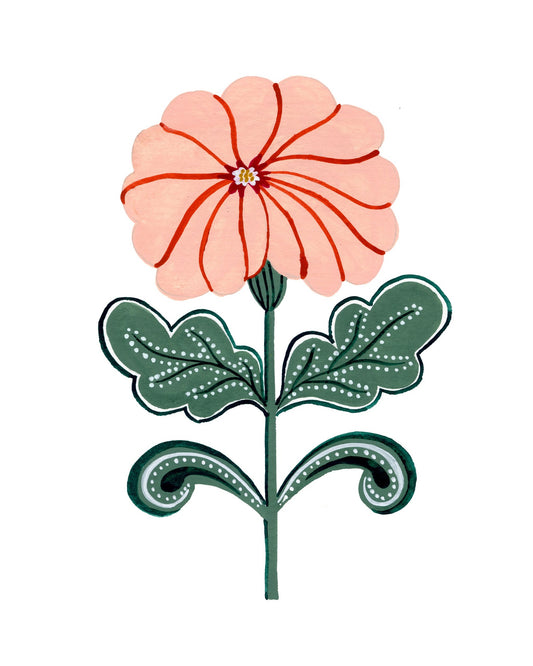 Peachy Folk Floral Art Print