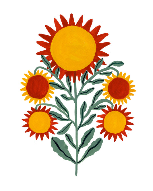 Sunflower Folk Floral Art Print