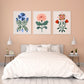 Blue Folk Floral Art Print