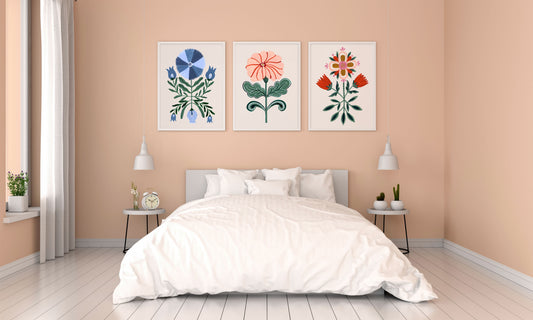Yellow Pinwheel Folk Floral Art Print